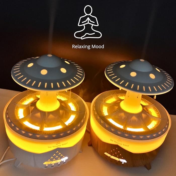 Rain Drop Mushroom Humidifier, Timing Colorful Night Light Essential Oil Diffuser, Ultrasonic RC Atomization Air Freshener, Relax Cloud Rain Diffuser, Airwall Air Humidifier, 300ml Humidifier with Timing Function for Home Office Rain Drop Mushroom Humidifier, Timing Colorful Night Light Essential Oil Diffuser, Ultrasonic RC Atomization Air Freshener, Relax Cloud Rain Diffuser, Airwall Air Humidifier, 300ml Humidifier with Timing Function for Home Office